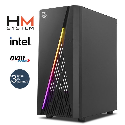 HM System Intel Frost C2 Gaming - Torre RGB - Intel Core i5-12400F - 16GB RGB (2 x 8GB Dual Channel)- 500GB M.2 NVMe - RTX 3050 8GB - 700 W - NOODD - 3 años garantía - 30 días DOA