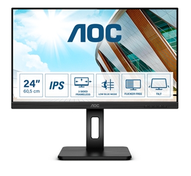 AOC Monitor 24P2Q 61cm/24" (1920x1080) 16:9 4ms HDMI DVI VGA DisplayPort VESA Pivot Speaker Full HD Black