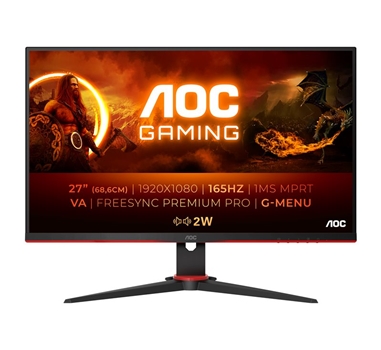 AOC - Monitor Gaming LED 27" 27G2SAE/BK - VA - 1920 x 1080 Full HD (1080p) @ 165 Hz - 1 ms - HDMI, DP, Altavoces - Negro/Rojo