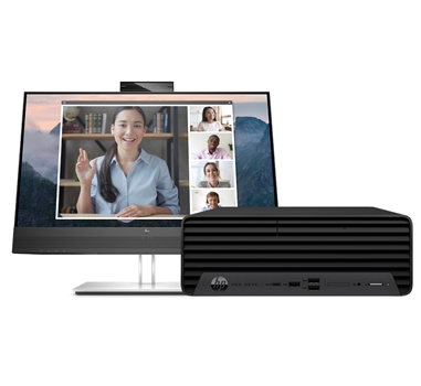 HP ProDesk 400 G9 SFF - Intel Core i3-14100 - 16GB - 512GB - Windows 11 Pro - Monitor HP E24MV G4 23.8" Webcam - Teclado smartcard - Wolf Security - Kit Digital