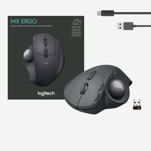 Logitech - Ratón óptico MX Ergo - Bola de seguimiento - inalámbrico - Bluetooth - 2.4 GHz - receptor inalámbrico USB