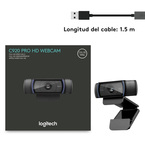 Logitech HD Pro Webcam C920 - Cámara web - color - 1920 x 1080 - audio - USB 2.0 - H.264