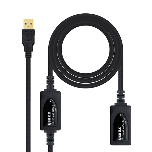 Nanocable - Cable alargador USB 2.0 de 10m PROLONGADOR CON AMPLIFICADOR  conexión A/M-A/H 105067