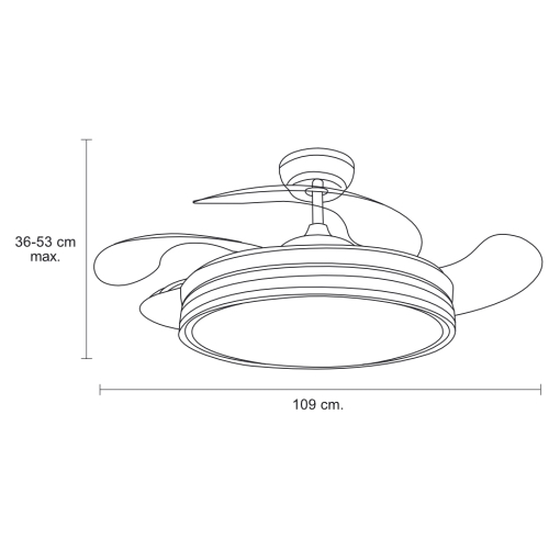 Ventilador Calima 3 - Techo - 1080 mm - Mando a distancia - 6 velocidades - Motor DC - Luz LED integrada - Acabado en negro