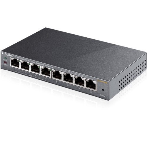 TP-Link - Switch TL-SG108PE - 8 Puertos Gigabit 10/100/1000 - 4 puertos POE 802.03af Max 55W - Gestionable EasySmart - Carcasa Metalica