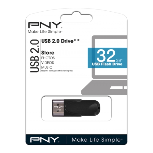 PNY - Pendrive 32Gb Attache USB 2.0 - Color Negro