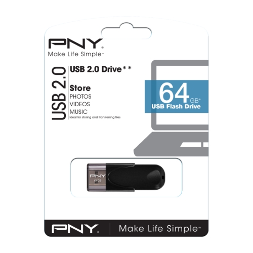 PNY - Pendrive 64Gb Attache USB 2.0 - Color Negro 