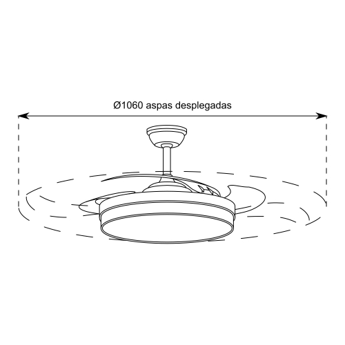 Ventilador Tahití - Techo - 1060 mm - Mando a distancia - 6 velocidades - Motor DC - Luz LED integrada - Acabado en blanco