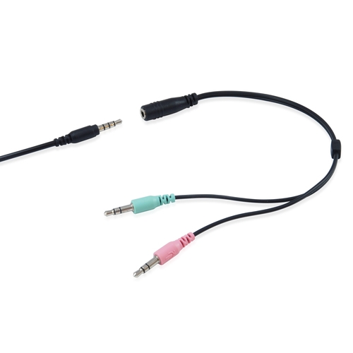 Equip - Headset Equip Life Conexion Jack 3.5mm - Microfono flexible - Control de volumen - Incluye adaptador 1 a 2 Jacks 3.5mm - Negro